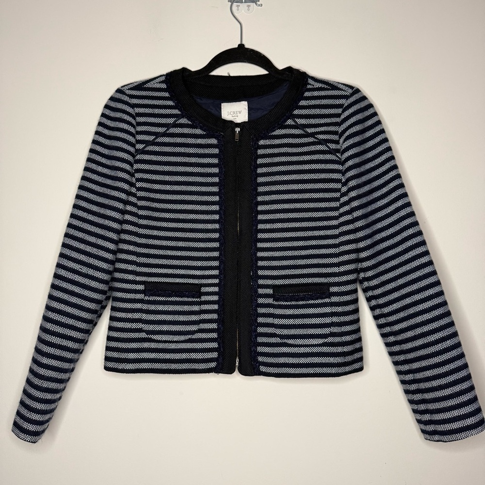 J. CREW Suiting Glitter Tweed Preppy Office Work Academia Striped Blazer Jacket - Picture 3 of 9